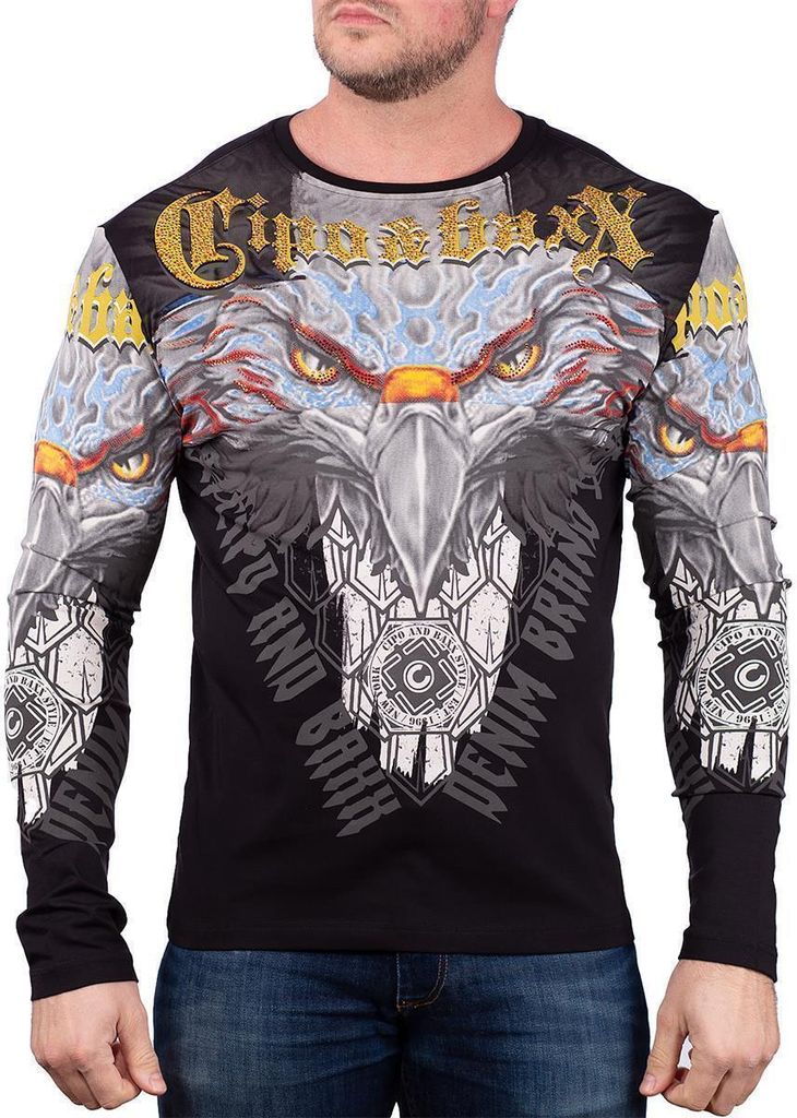 Cipo & Baxx Herren Longsleeve CL488 Schwarz S