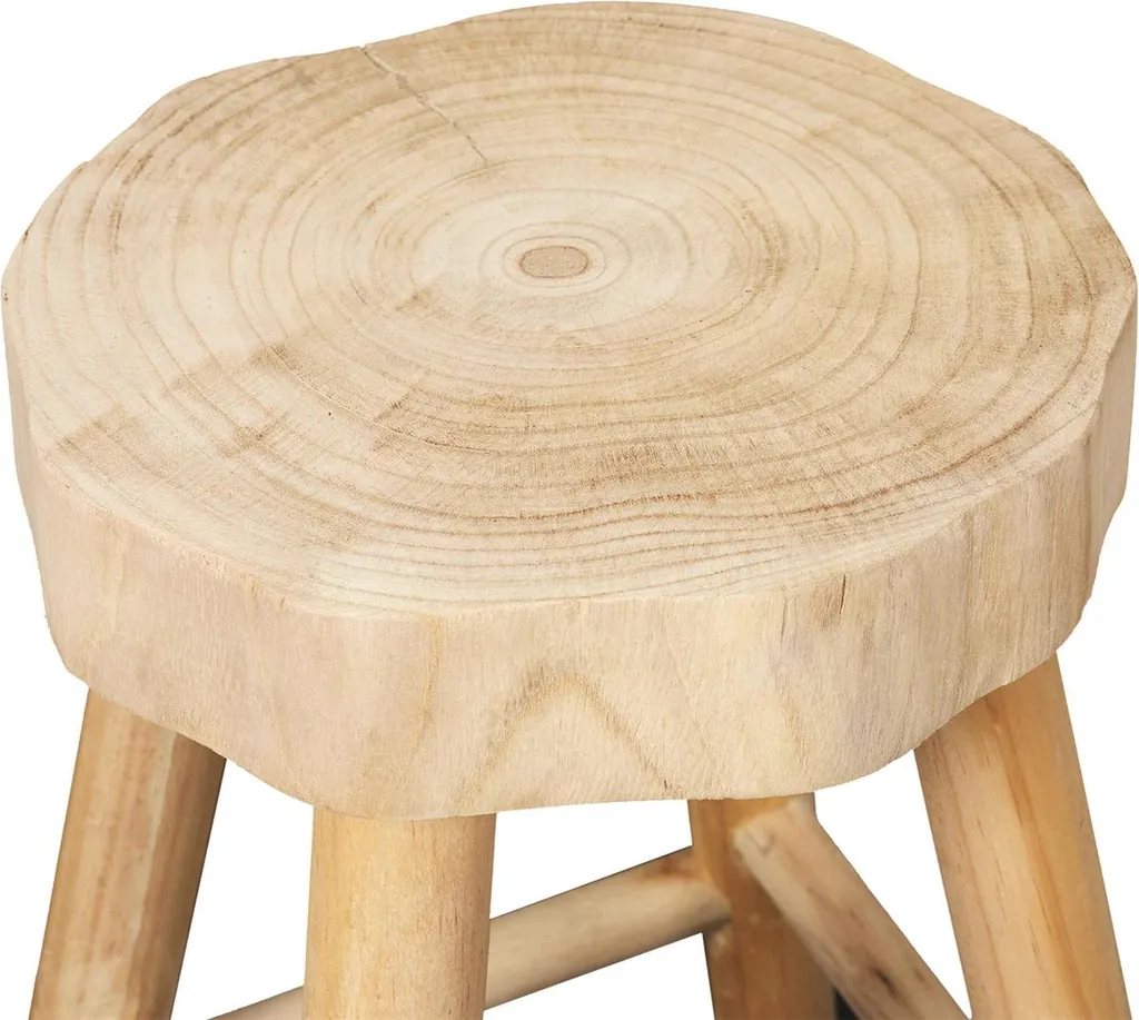 Table d'appoint artisanale en bois durable marron - Tabouret 26x40 cm