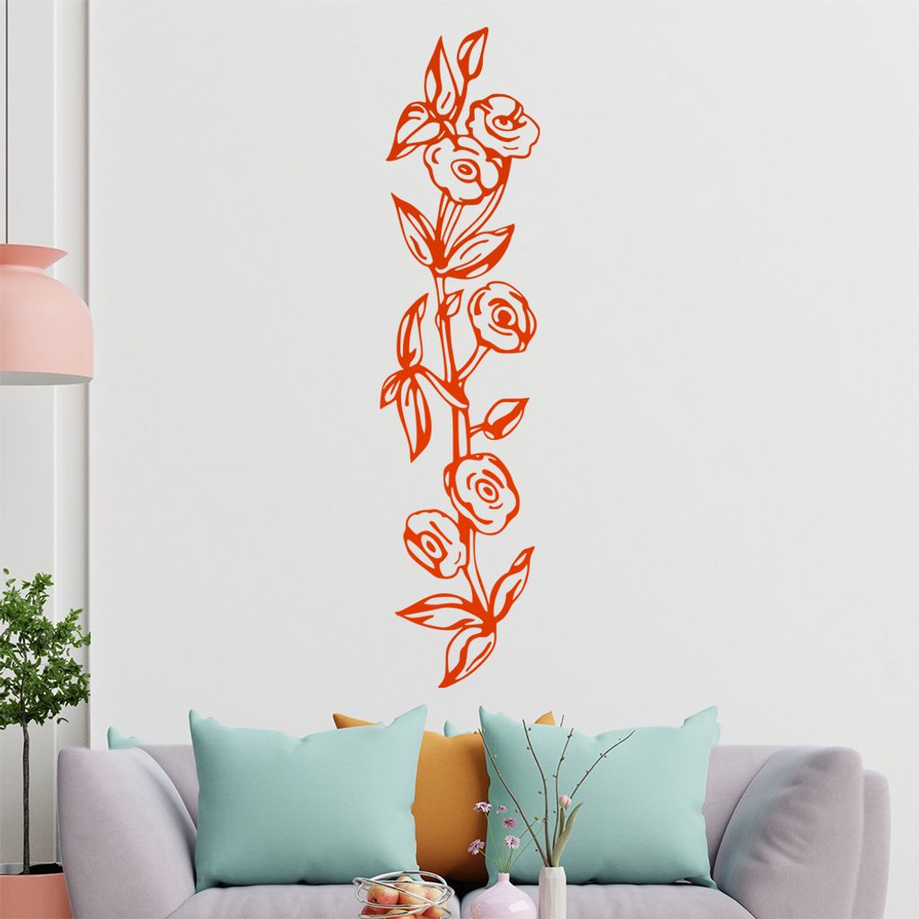 Blumen - Rose Wandtattoo in 6 Größen - Wandaufkleber Wall Sticker - Dekoration, Küche, Wohnzimmer, Schlafzimmer, Badezimmer