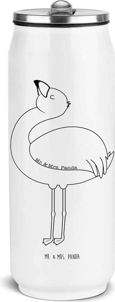 Mr. & Mrs. Panda Trinkflasche Flamingo Stolz - Weiß - Geschenk, Isolierte, Isolierflasche, Wasserflasche, Rosa, sport, Beste Freundin, Thermoflasc...