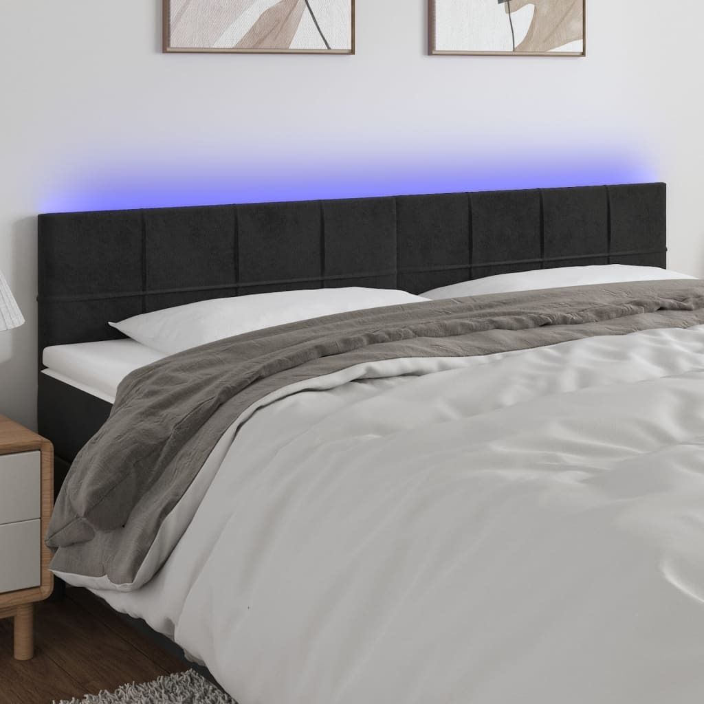 Maison Exclusive - LED Kopfteil Schwarz 200x5x78/88 cm Samt