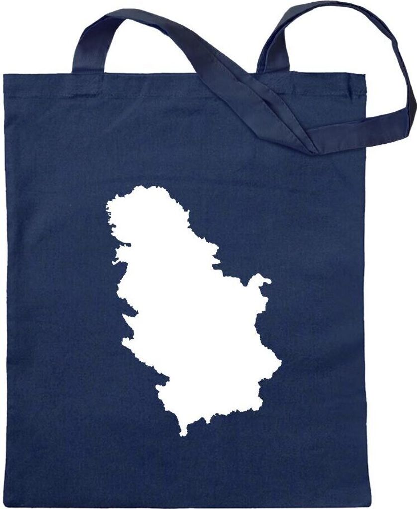 Kiwistar - Baumwolltasche - dunkelblau - Serbien Umriss Kontur - Tragetasche Stoffbeutel Umhängetasche Langer Henkel