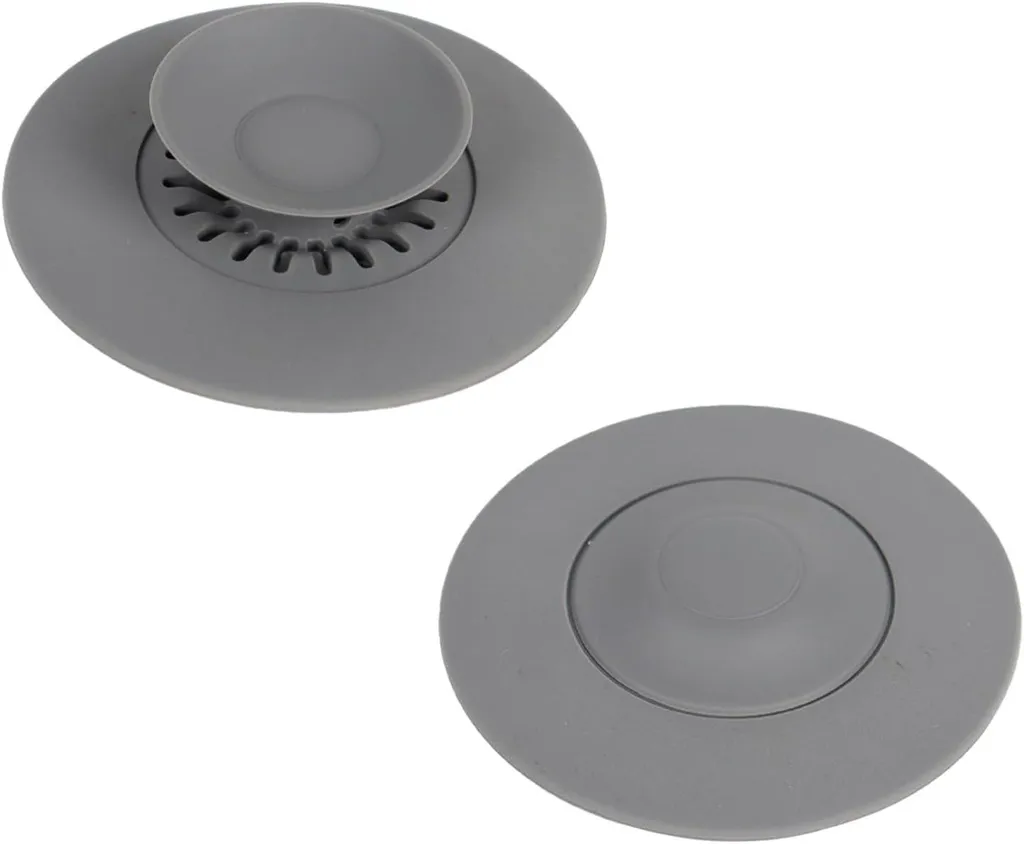 Bouchon baignoire universel en silicone lot de 2 pour vidage et filtration