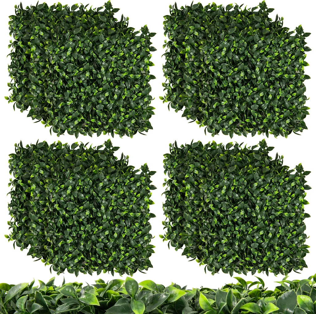 Haie Artificielle Anti-UV 12 pcs Mur Végétal Feuillage Haute Densité