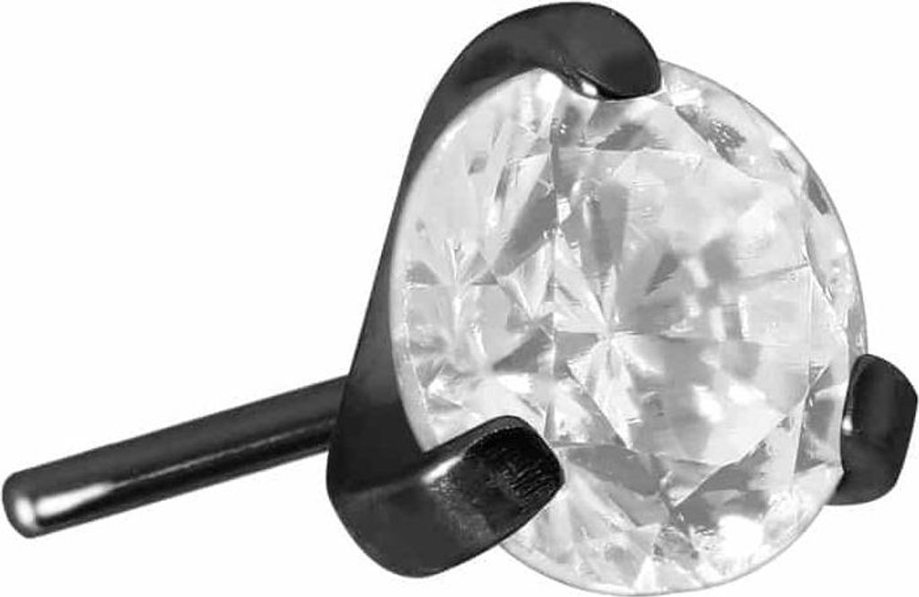 Piercing-Zubehör Titan Aufsatz mit Push Pin EINGEFASSTER KRISTALL Schwarz Kristallgröße: 5mm