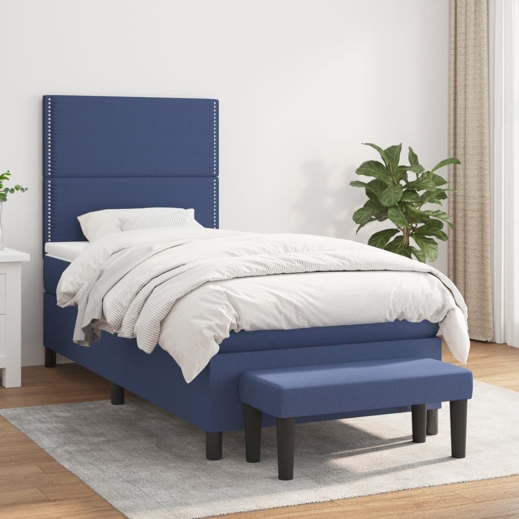 Maison Exclusive - Boxspringbett mit Matratze Blau 90x190 cm Stoff