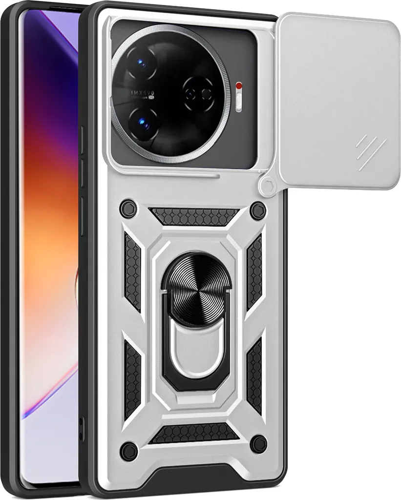 Custodia Fashion Tecno Camon 30 Pro: Protezione Argento e Ring Holder