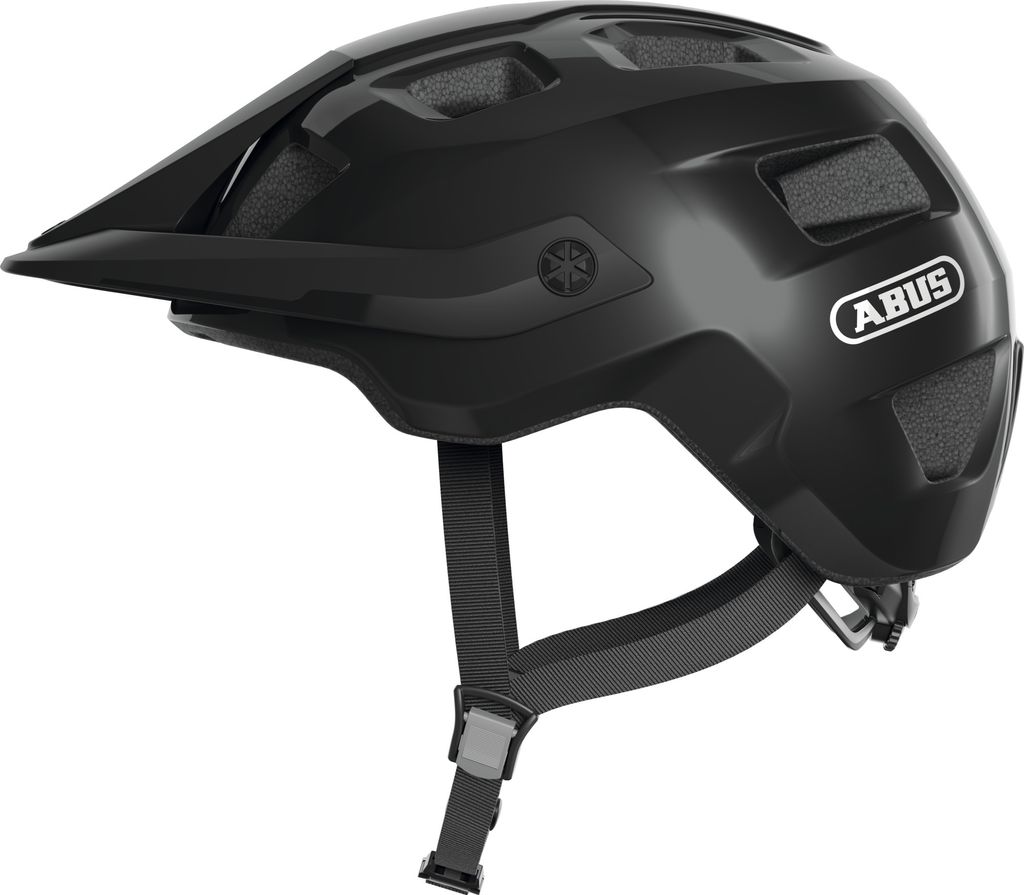ABUS MTB-Helm MoTrip - robuster Fahrradhelm mit höhenverstellbarem Schirm für Mountainbiker - individuelle Passform - Unisex - Schwarz Glänzend,...