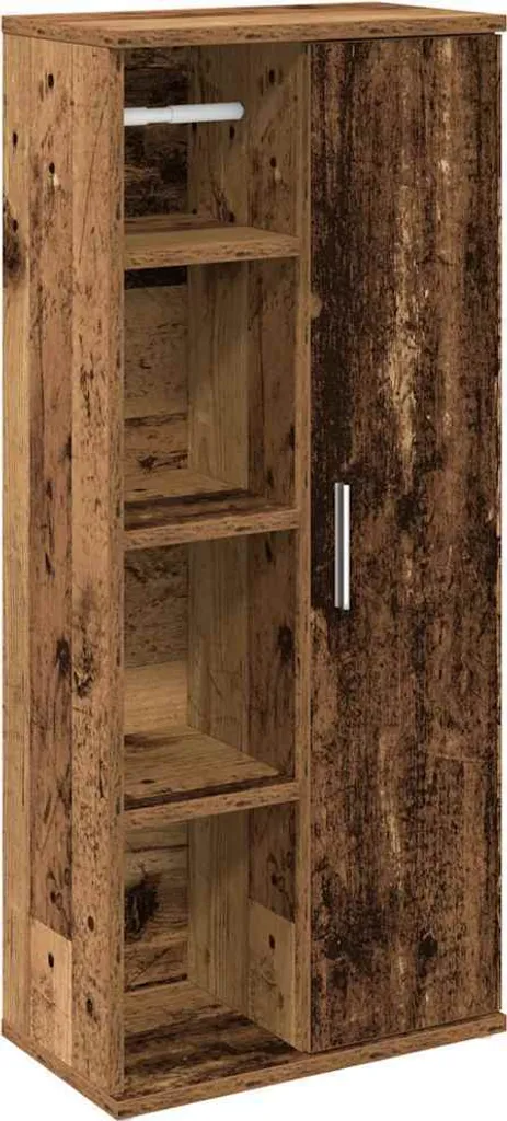 Mobiletto da Bagno con Rotelle Legno Antico 39x22x90 cm Salvaspazio