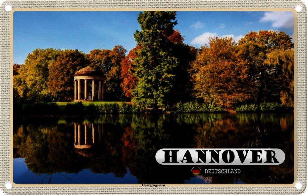 vianmo Blechschild 12x18 cm Hannover Blick auf Georgengarten Bildmotiv Reisemotiv Abenteuer Reisen