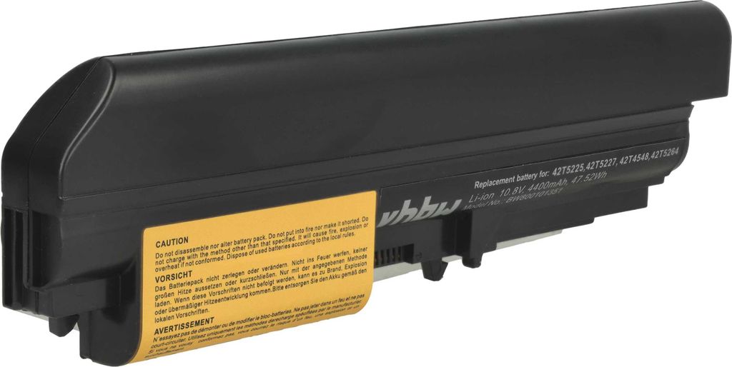 vhbw Akku kompatibel mit IBM Lenovo ThinkPad R400 14.1' Widescreen, T400 14.1' Widescreen Notebook (4400 mAh, 10,8 V, Li-Ion)