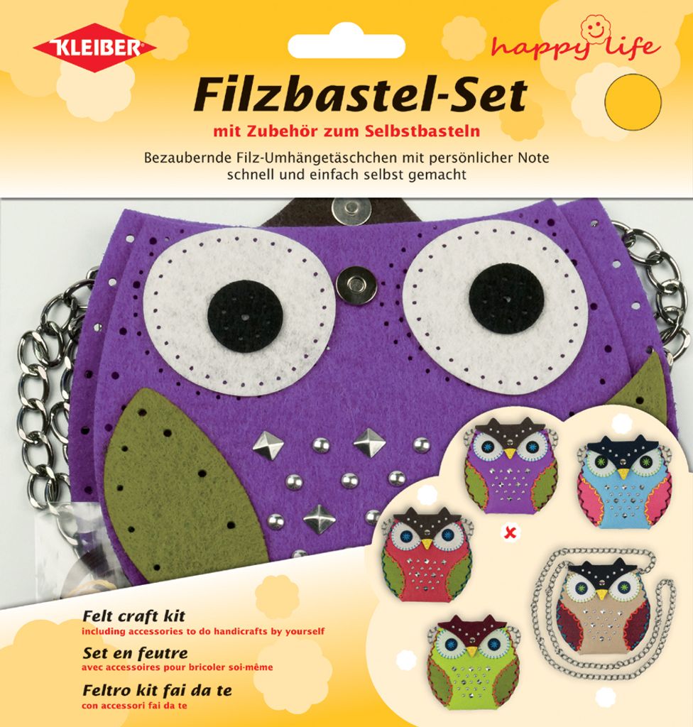 KLEIBER Filz-Nähset Tasche mit Nieten "Eule" lila Produktbild 