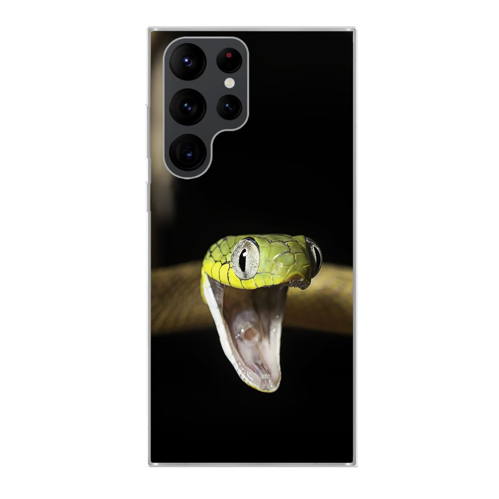MuchoWow Handyhülle Schutzhülle Hülle für Samsung Galaxy S22 Ultra Schlange - Tier - Schwarz Silikon Softcase Handy Hülle - Abbildung