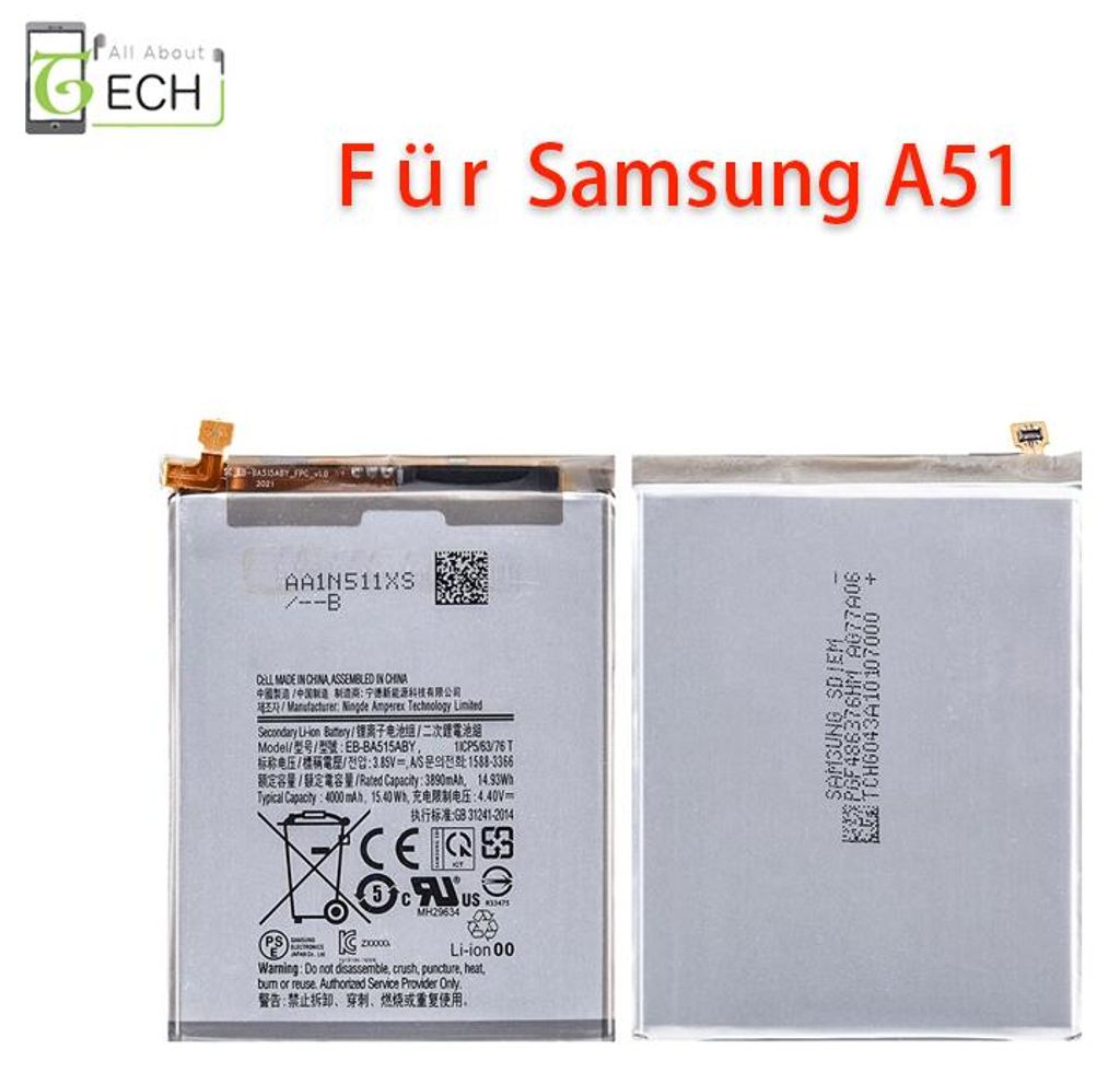Für Samsung Galaxy A51 SM-A515F Akku Batterie Battery EB-BA515ABY 4000mAh