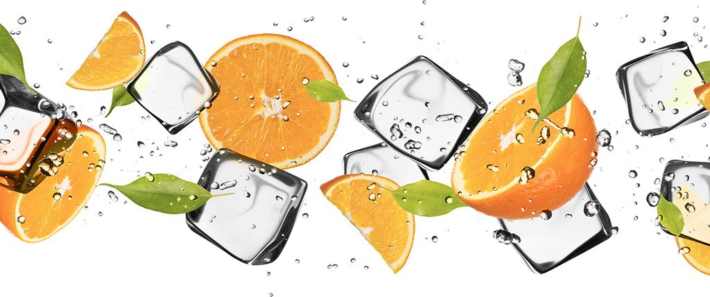 Tulup Glas-Bild - 100x50 -Wandkunst - Wandbild hinter gehärtetem Sicherheitsglas - Essen & Getränke - Orangen Eis - Orange