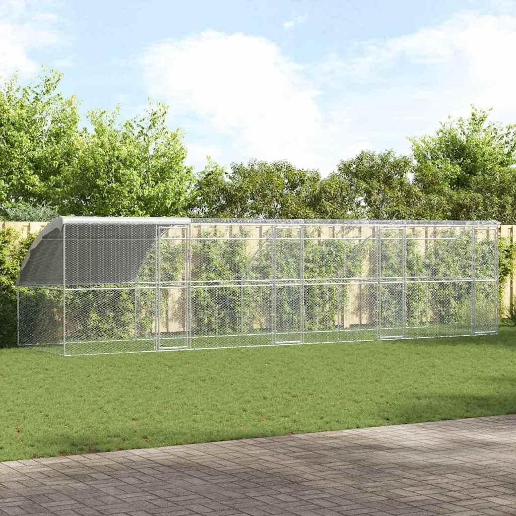 Möbel Hühnerkäfig Silber 800 x 200 x 198.5 cm Verzinkter Stahl - Kleintier-Ställe 3381109