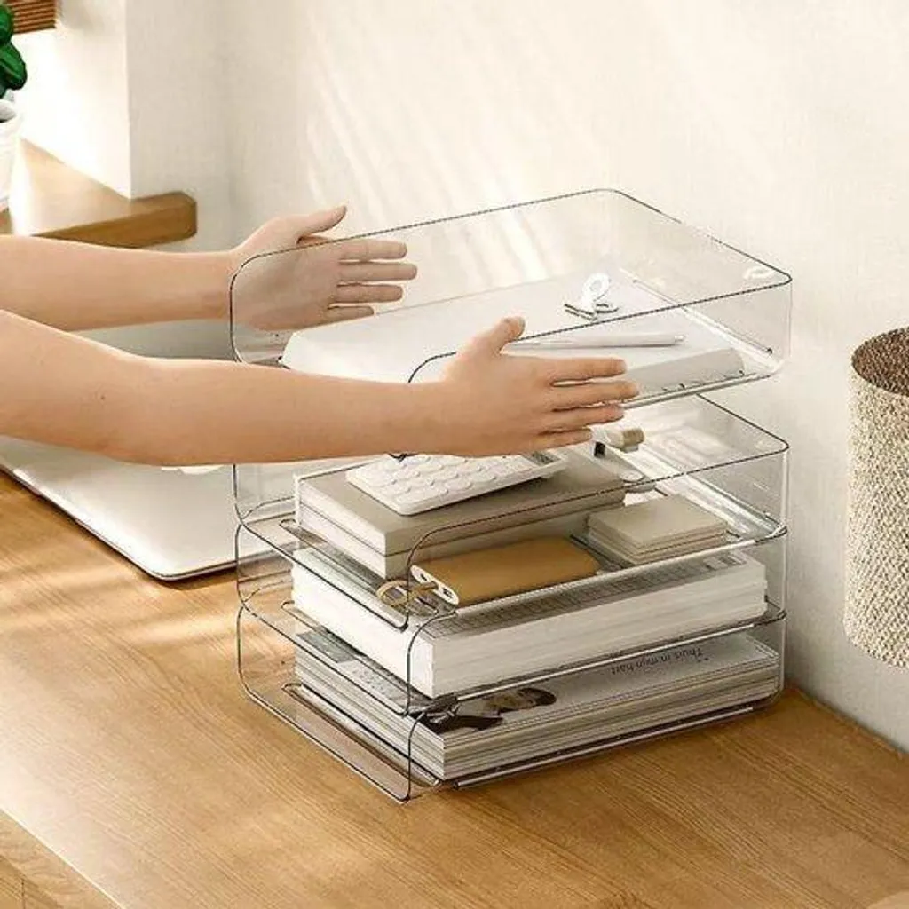 Organiseur de Documents A4 Anti-Désordre - 4 Bacs PET Transparent