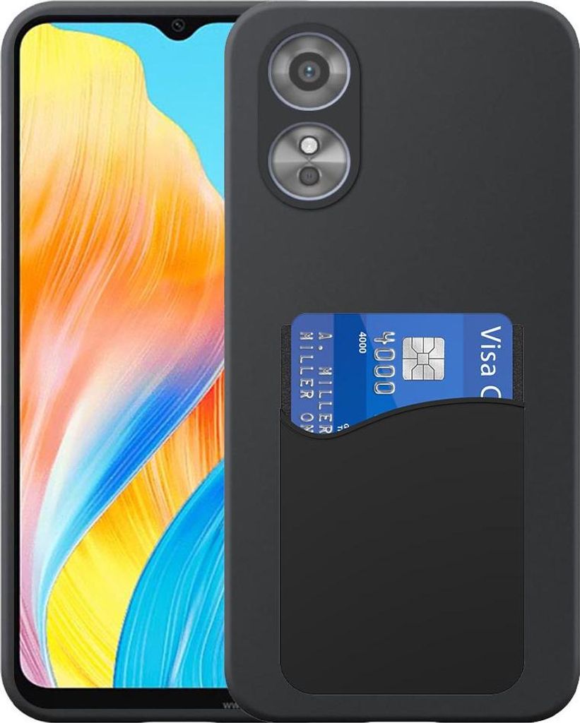 Geeignet für Oppo A18 / A38 Phone Case mit Silikon-Kartenhalter - Flexible Back Cover Case Silikon TPU mit Silikon-Kartenslot - Schwarz - Smartpho...