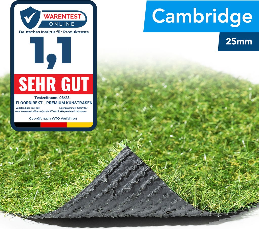 Kunstrasen Cambridge Comfort Class Polhöhe: 25 mm Zuschnitt 100x400 cm
