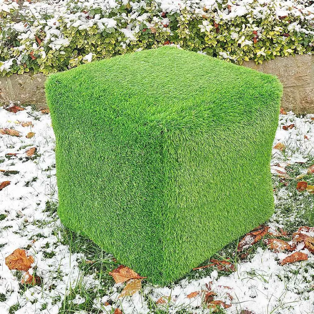 Tabouret de Jardin en Herbe Synthétique Cube Décoratif AniPlants 50 cm