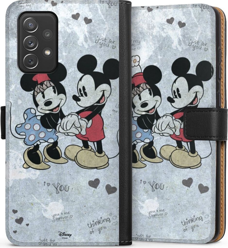 DeinDesign Klapphülle für Samsung Galaxy A72 Handytasche Lederhülle Tasche Disney Mickey & Minnie Mouse Vintage