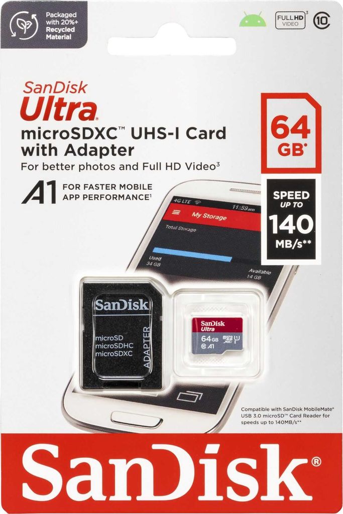 SanDisk Ultra microSDXC A1 64GB 64GB 140MB/s Obrázek produktu 