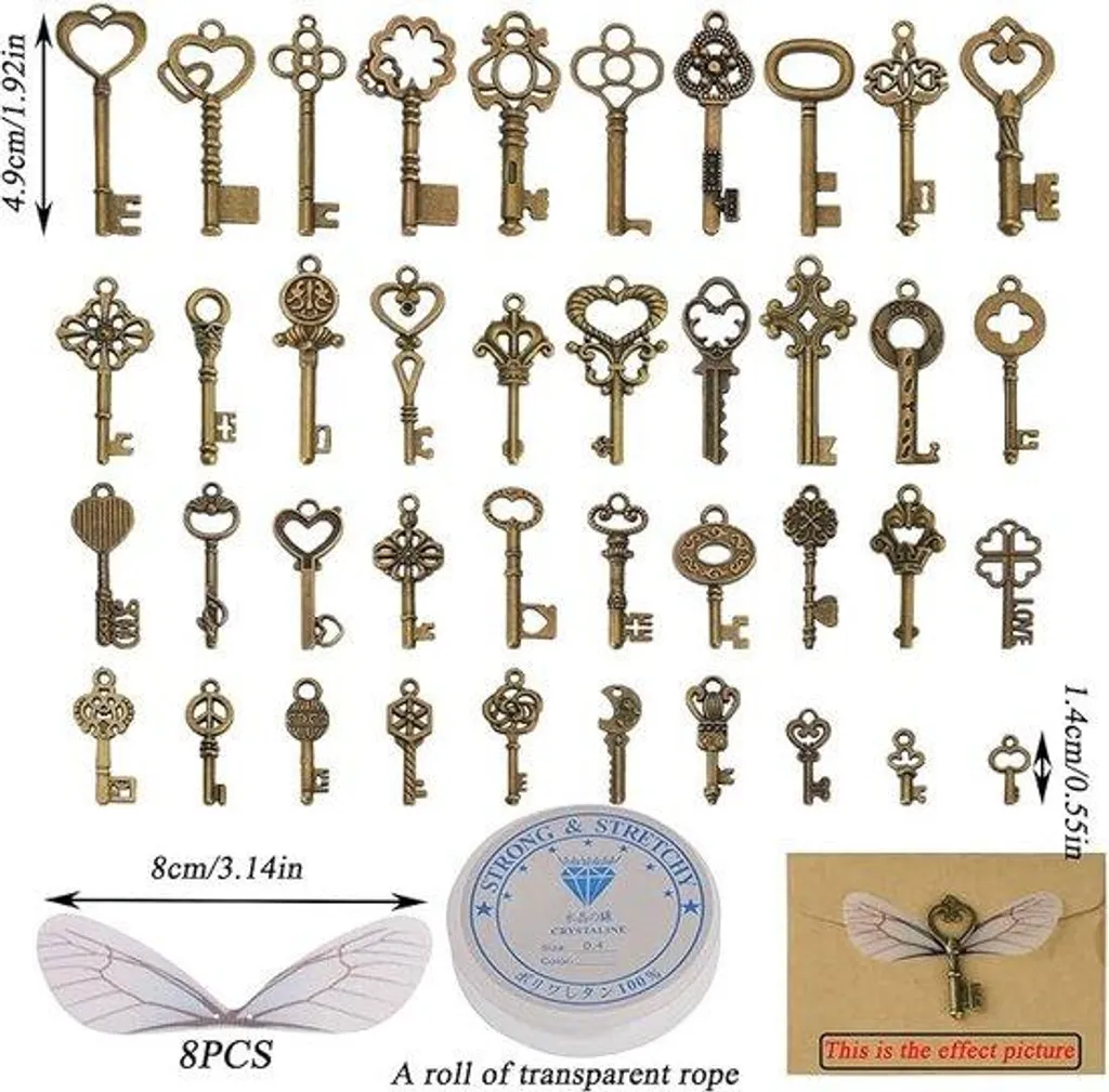 Création de bijoux vintage : lot de 81 clés anciennes pour pendentifs