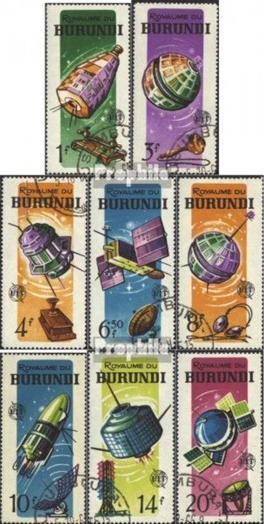 Briefmarken Burundi 1965 Mi 167A-174A (kompl.Ausg.) gestempelt 100 Jahre Internationale Fernmeldeunion