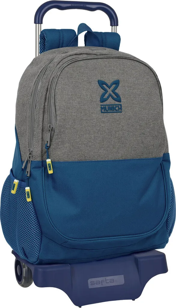 Trolley Munich Street Blue Grey 32x44x16cm - Zaino Scuola Robusto