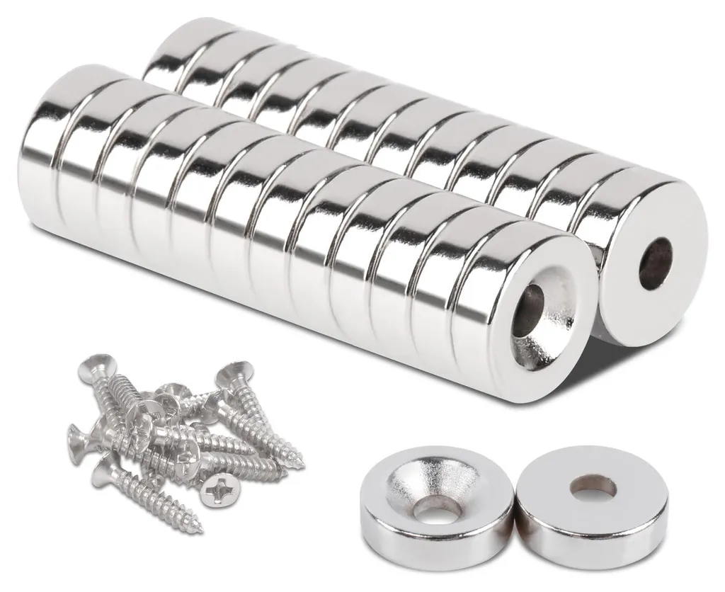 25 Aimants Néodyme 10x3 mm avec Filetage M4 - Lot de Disques Magnétiques