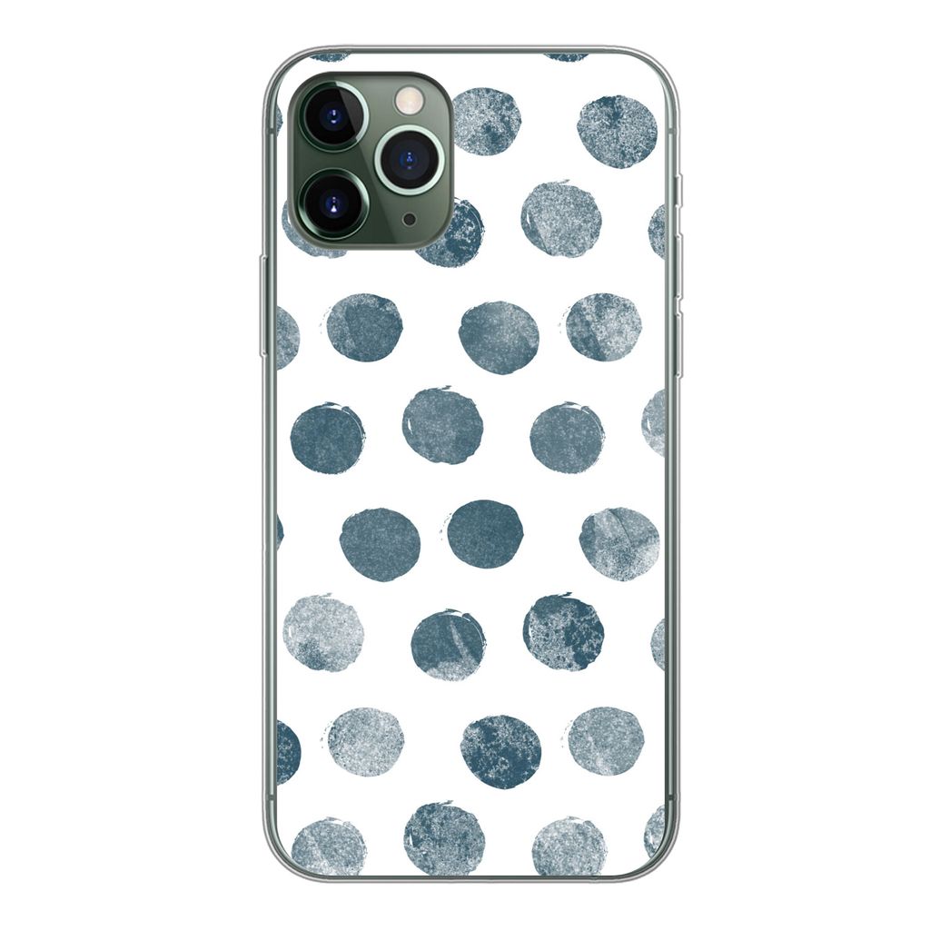 MuchoWow Handyhülle Schutzhülle Hülle für iPhone 11 Pro Polka dots - Grau - Weiß Silikon Softcase Handy Hülle - Handy