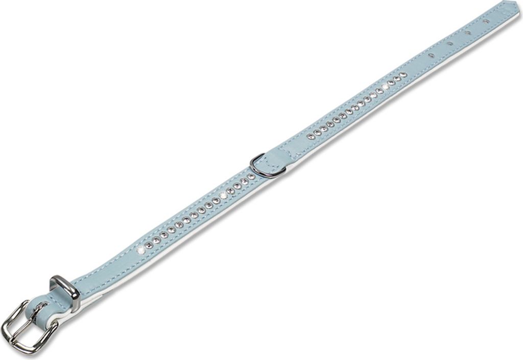 Nobby Halsband "Crystal" einreihig 32 cm (23-28 cm), 12/14 mm hellblau / weiß