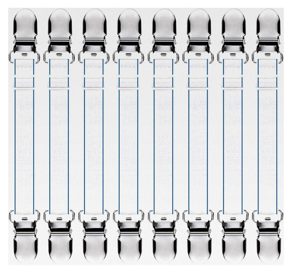 8 Stück verstellbare Bettlakenspanner mit Metallclips für Bettlaken, Matratzen, Bügelbretter oder Sofas
