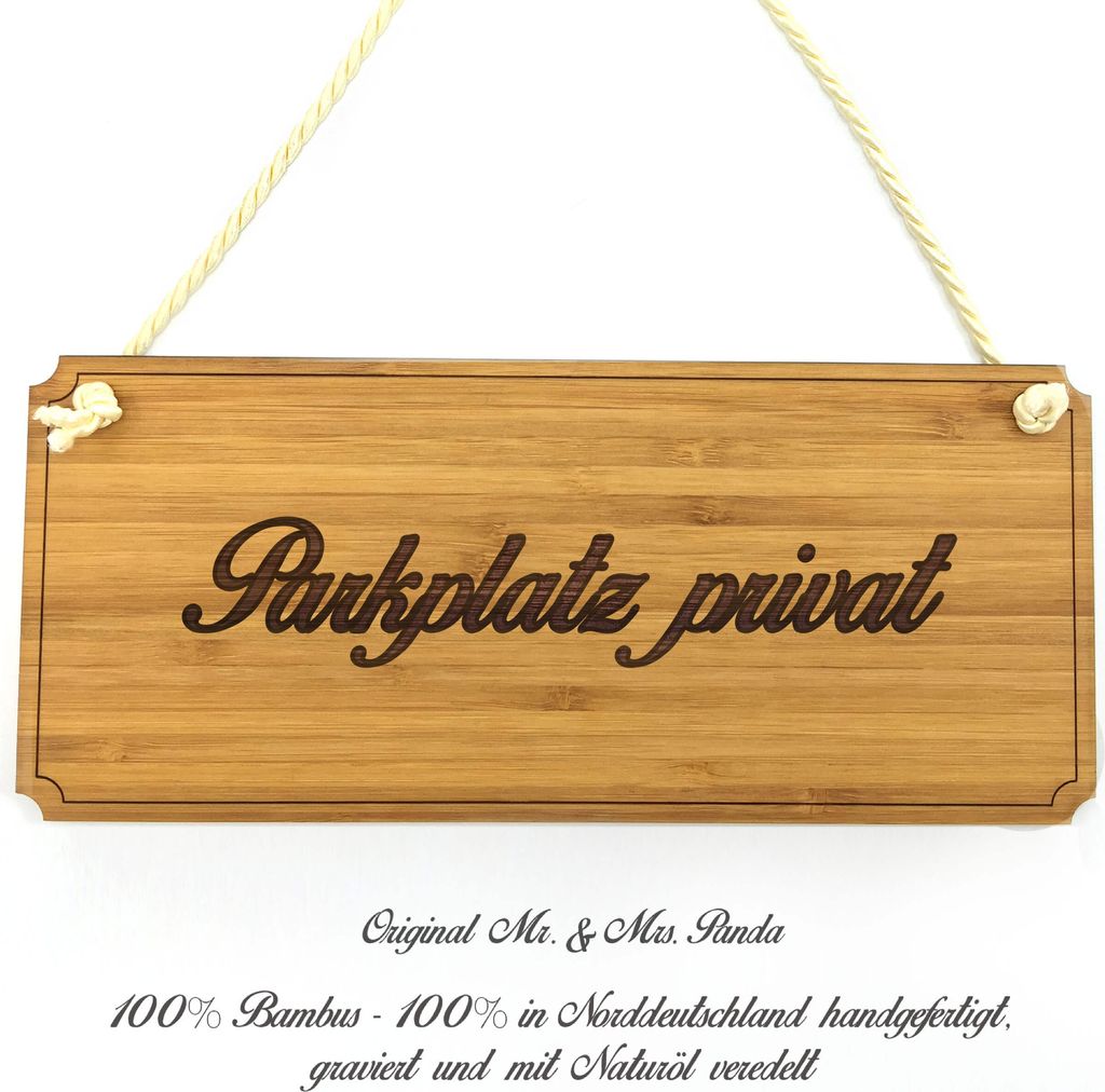 Mr. & Mrs. Panda Schild Parkplatz privat - Geschenk, Geschenkidee, Werbeschild, Shabby, Türschild Holz, Infotafel, Wegweiser, Landhaus, Graviert