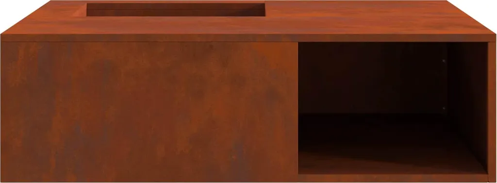 Braciere Esterno Minimalista 100x100 cm Acciaio Effetto Corten - 5