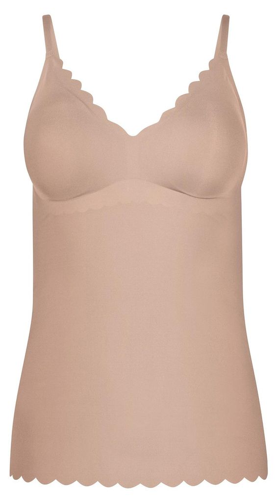 SKINY Damen Spaghetti-Shirt - Sensation, Top, V-Ausschnitt, Pads, Mikrofaser Beige M