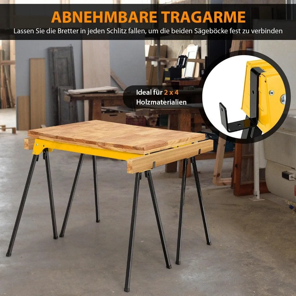Paire de supports de scie compacts en acier avec structure pliable