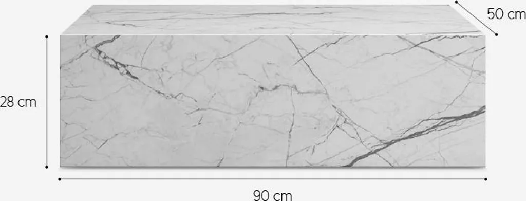 Table basse Mahner 90x50x28 cm effet marbre facile d'entretien salon