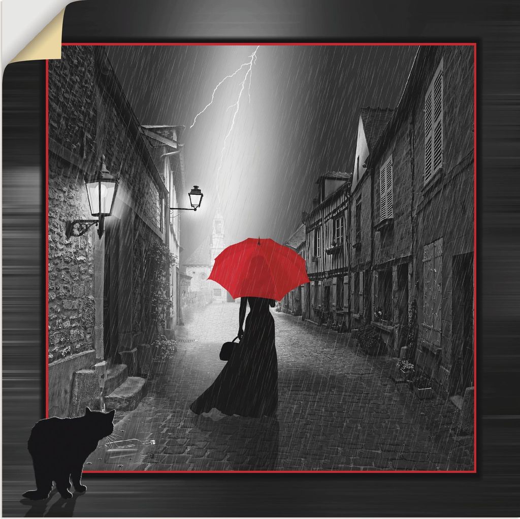 ARTland Wandbild, selbstklebend Die Frau mit dem roten Schirm 2 Größe: 50x50 cm