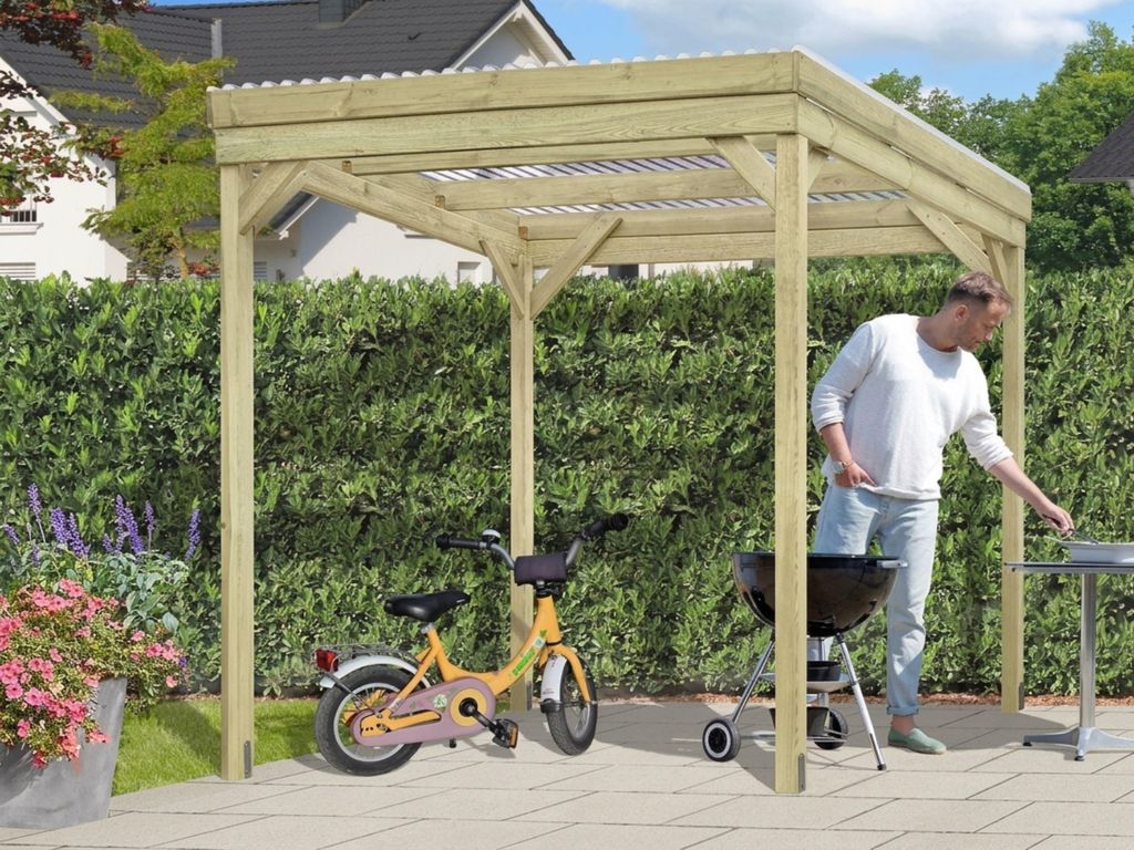 UNIPORT Holzunterstand Kaminholzregal Terrassenüberdachung Produktbild 