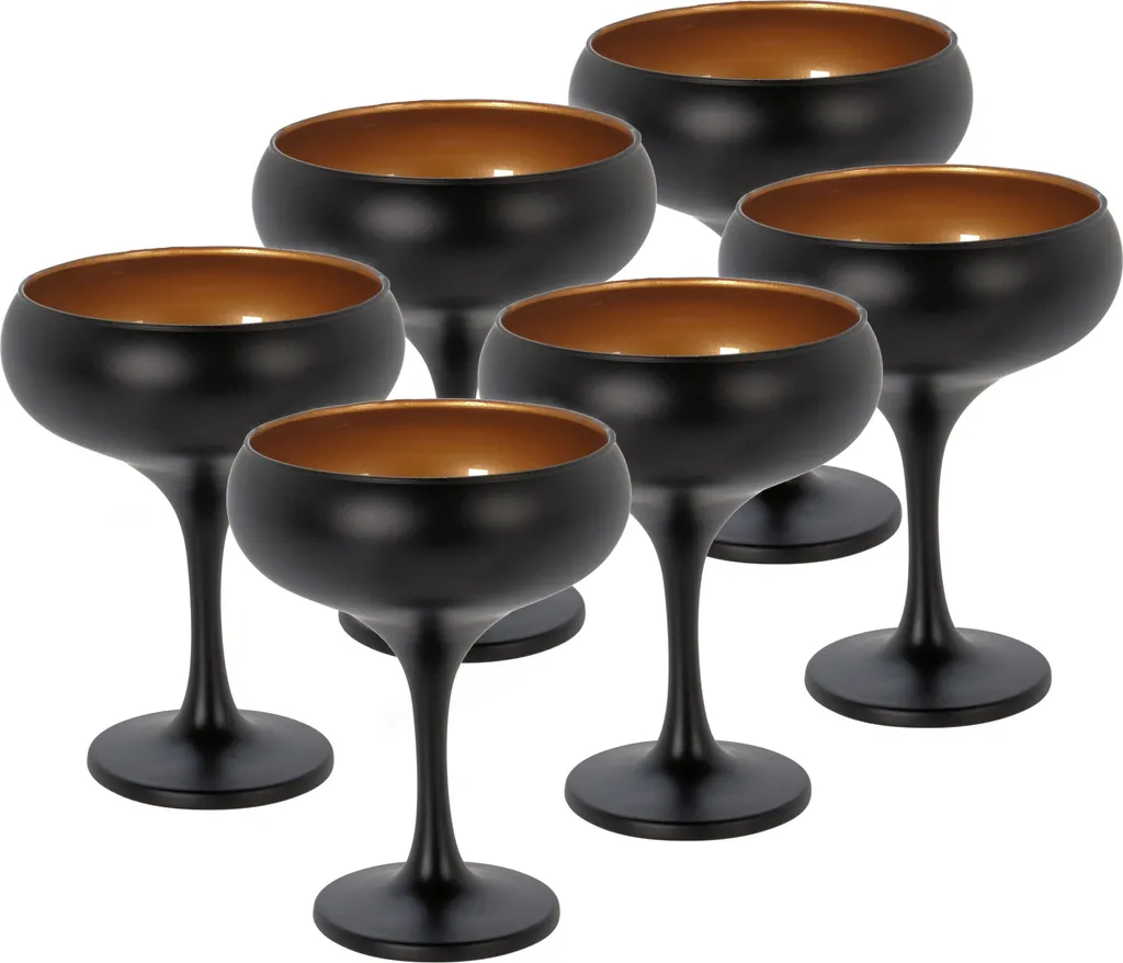 Calici Champagne Neri Set da 6 | Bicchieri Cocktail 250 ml Eleganti