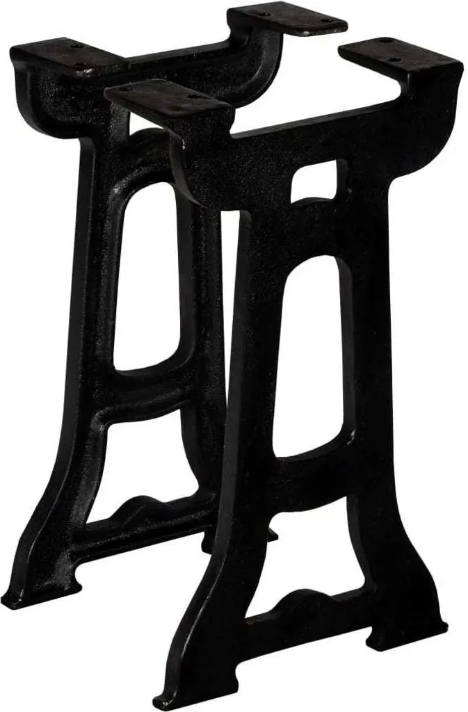 Pieds de banc 2 pcs en fonte robuste avec design en Y noir mat Loft