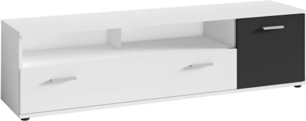 Armoire TV Aaren Lula Blanche - Finition Laquée et Structure Renforcée