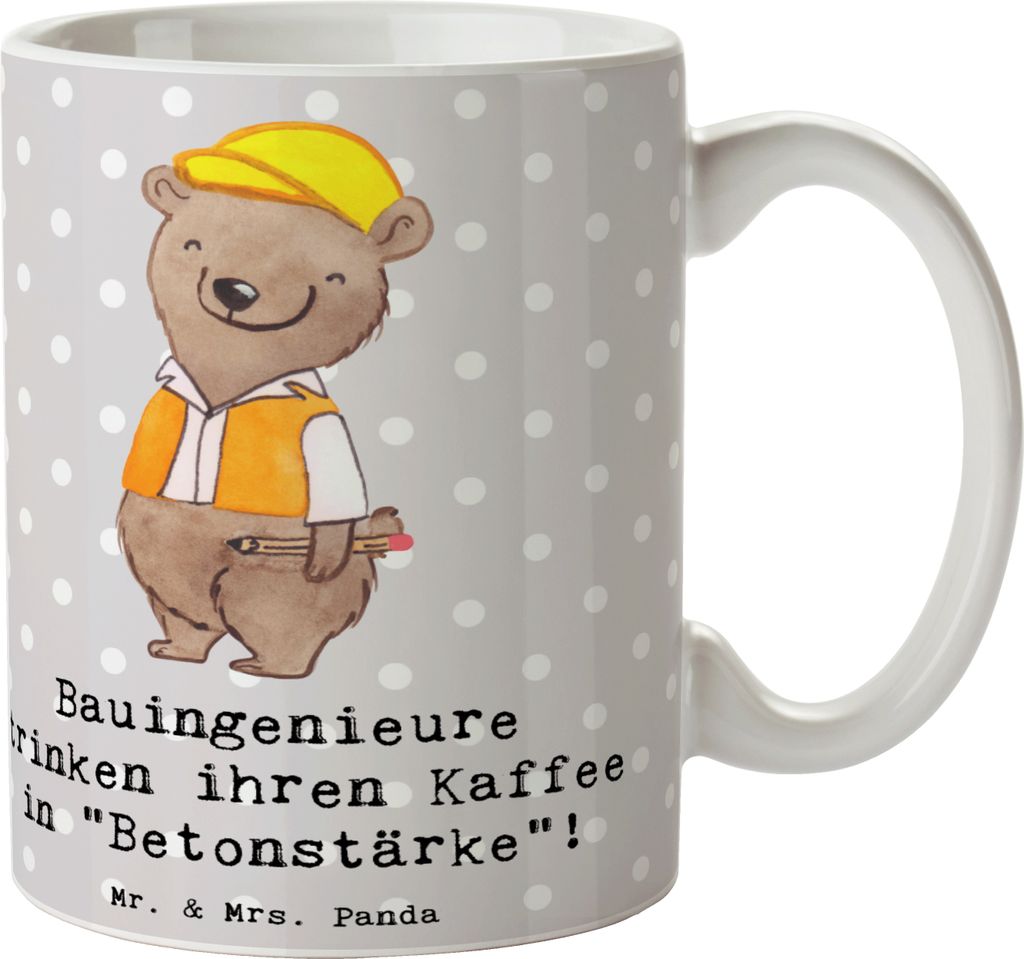 Mr. & Mrs. Panda haferl Bauingenieur Kaffee - Grau Pastell - Geschenk, Kaffeebecher, Planung, kreative Geschenke, Becher, Bauwesen, Tasse, Beruf, P...