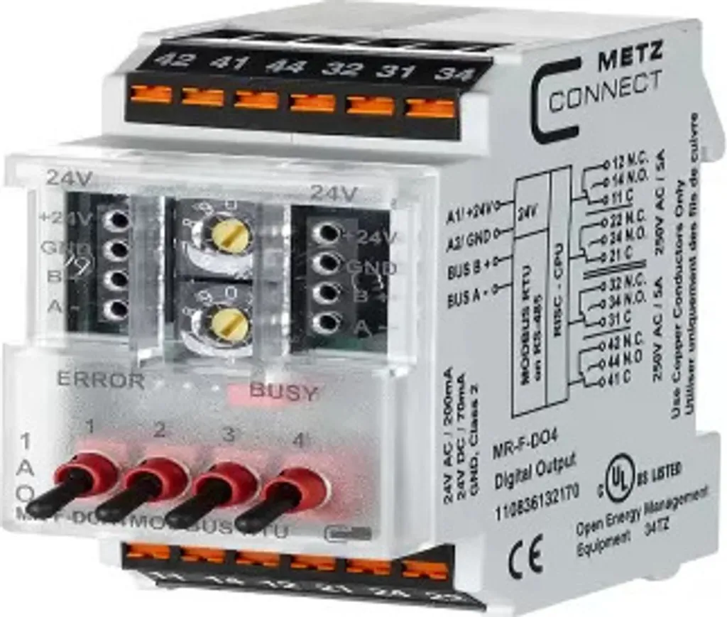 Module Extension Modbus RTU Metz MR-F-DO4 pour Gestion Bâtiment