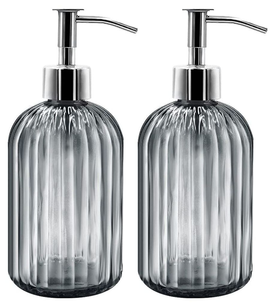 Set aus 2 Seifenspendern aus Glas mit Pumpe, 400 ml Flüssigseifenspender für Geschirrspülmittel, Shampoo und Lotion, nachfüllbarer Seifenspende...