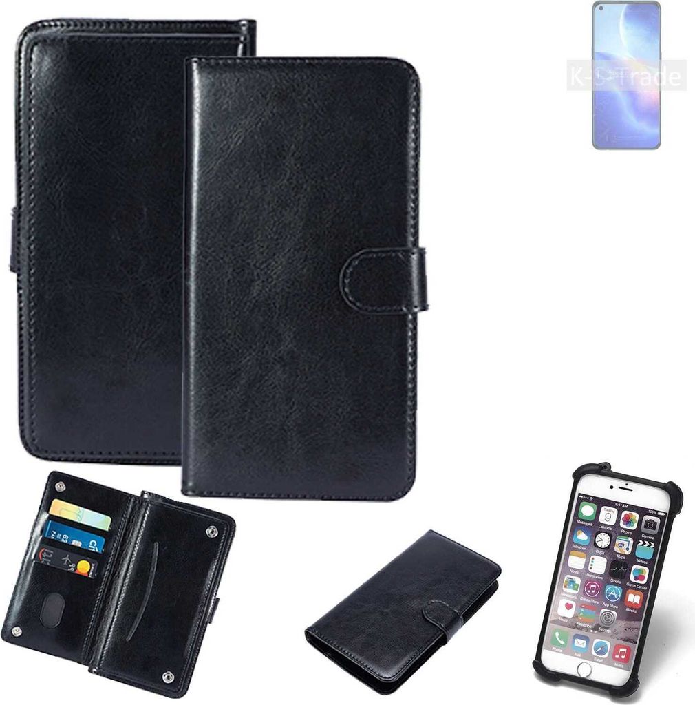 K-S-Trade 360° Hülle kompatibel mit Oppo Find X3 Lite schwarz Kunstleder Case BookCase WalletCase Kunstlederederhülle Handyhülle, Rundumschutz