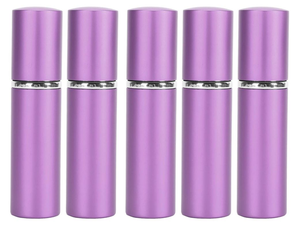 5 Stück flache Spenderflasche, 10 ml, Sprühglas, leere Flaschen für Parfüme, ätherische Öle, Violett