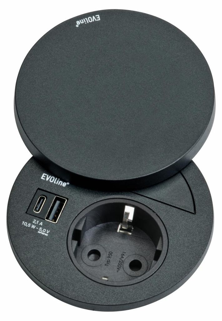 Naber Evoline Circle80 Hide, Einbausteckdosenelemente, mit Schukosteckdose, USB A/C 8031114