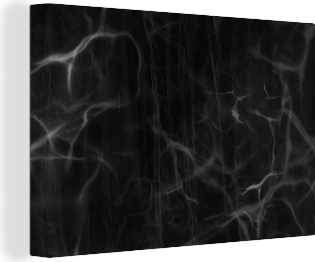 MuchoWow - Leinwandbilder - Marmor - Muster - Schwarz, Wandbild, Wanddeko Bilder Wohnzimmer, 90x60 cm